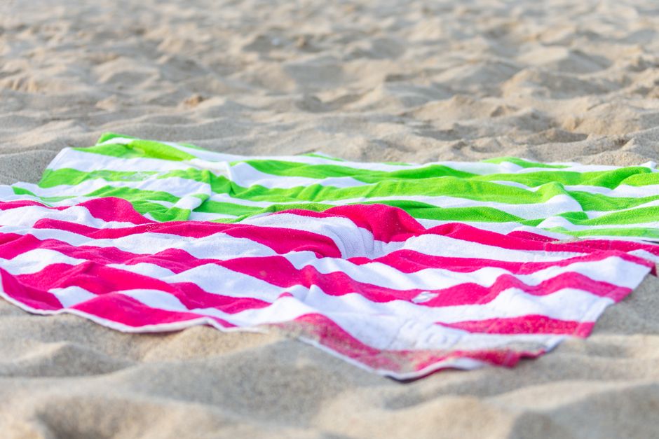 Close-up van 2-in-1 textiel als strandlaken.
